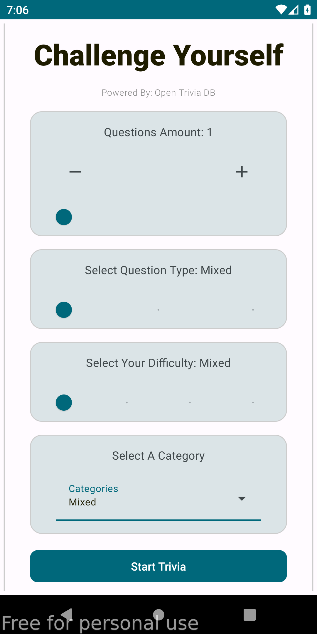 Trivia App screenshot 1