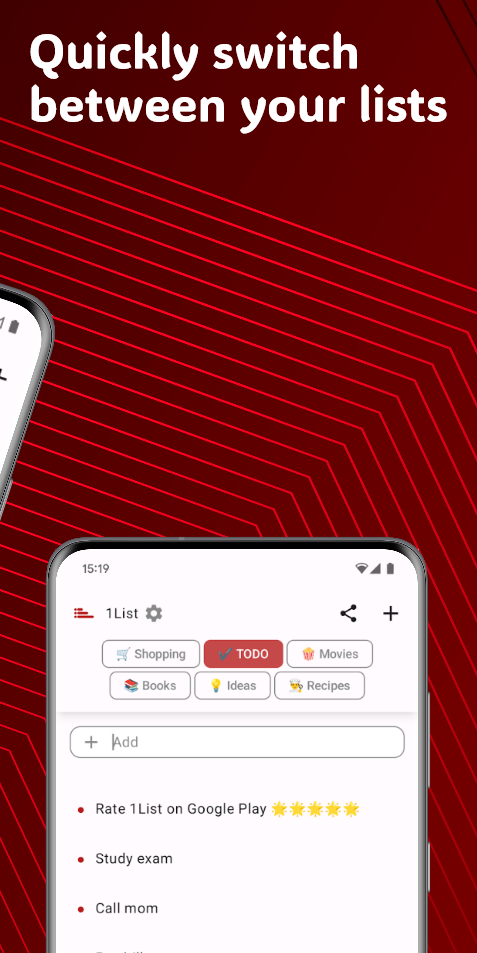 1List - Simple Lists for TODO, Shopping, Movies... screenshot 2